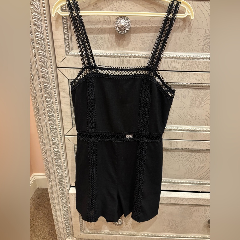 Alice + Olivia Black Lace Detail Romper